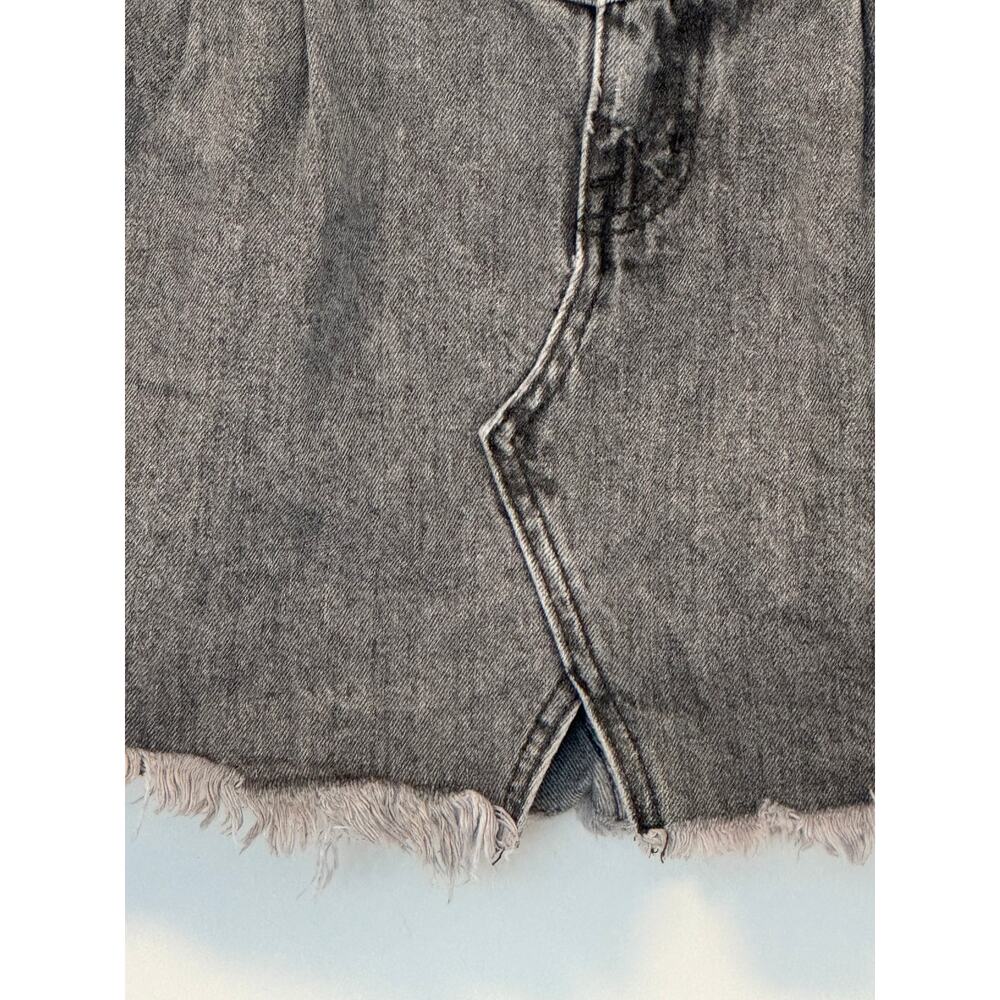 Free People We The Free Sidecar Distressed Black Denim Mini Skirt - Picture 7 of 11